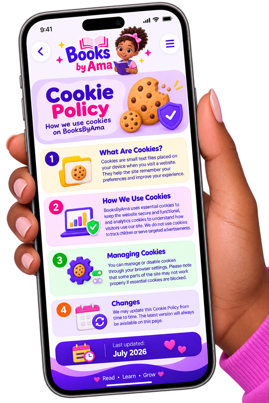 BooksByAma app Cookie Policy preview